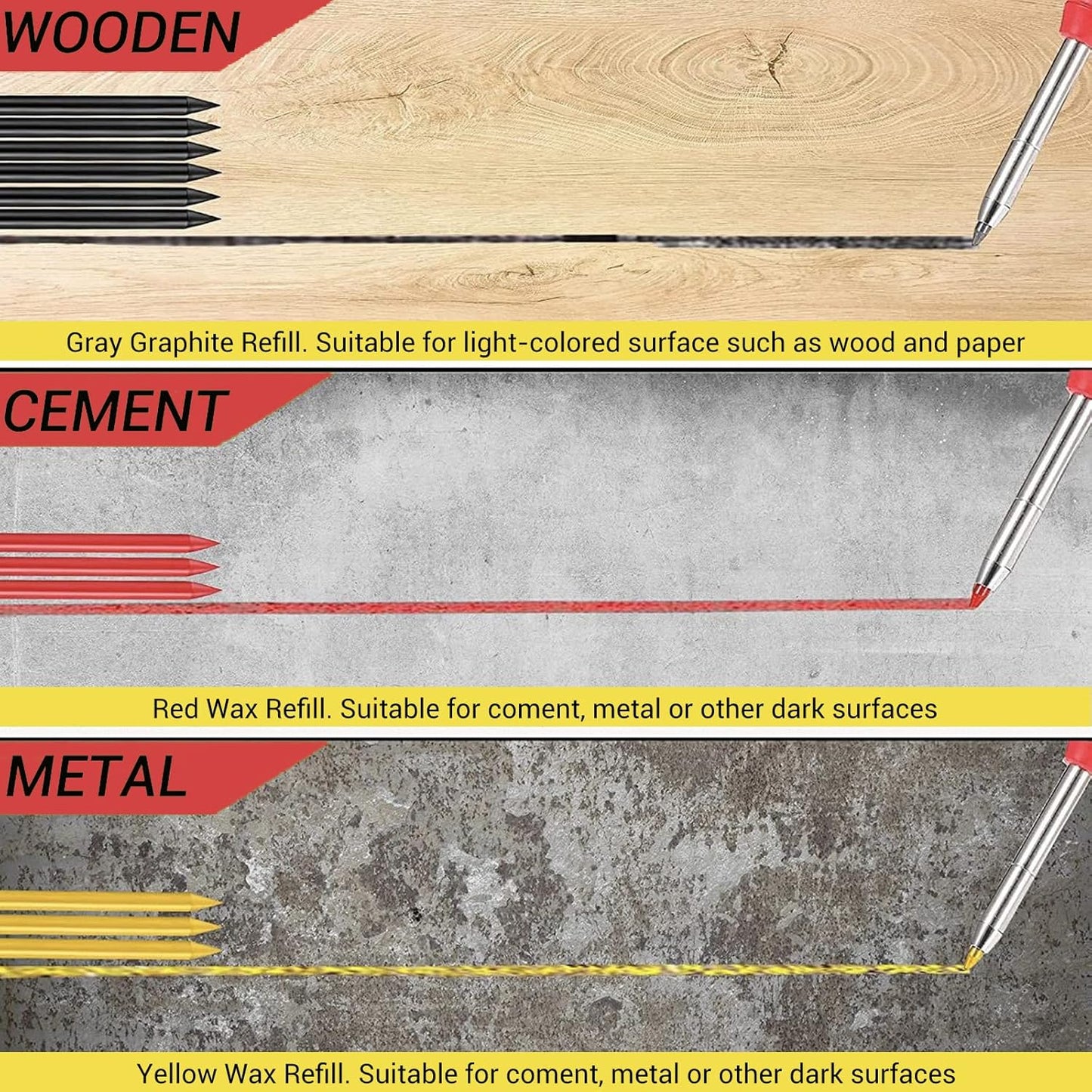 Gegong 24 Pieces 2.8 mm Diameter Solid Carpenter Pencil Set Pencil Refills for Carpenter Carpenter Marker Woodworking Mechanical Pencil (Red Refill)