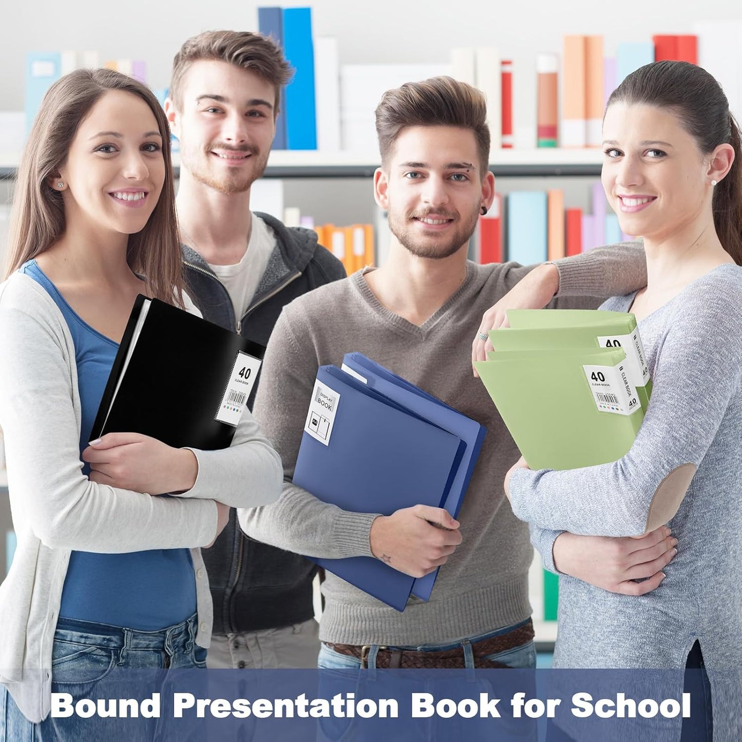 Marspark 6 Pcs Binder with Plastic Sleeves Large 8.5" x 11" Display Presentation Book 40 Pocket 80 Pages Art Portfolio Folder Clear Sheet Protector for Photo Document (Black,Green,Blue)