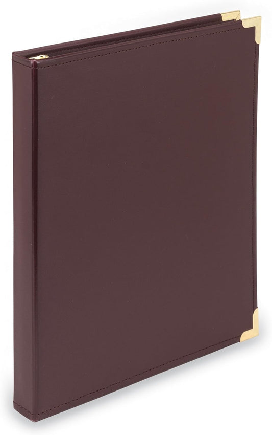 Samsill Classic Collection Leather 3 Ring Binder, Executive Presentation Portfolio, 0.5 Inch (Holds 100 Sheets), Brass Round Ring, Burgundy