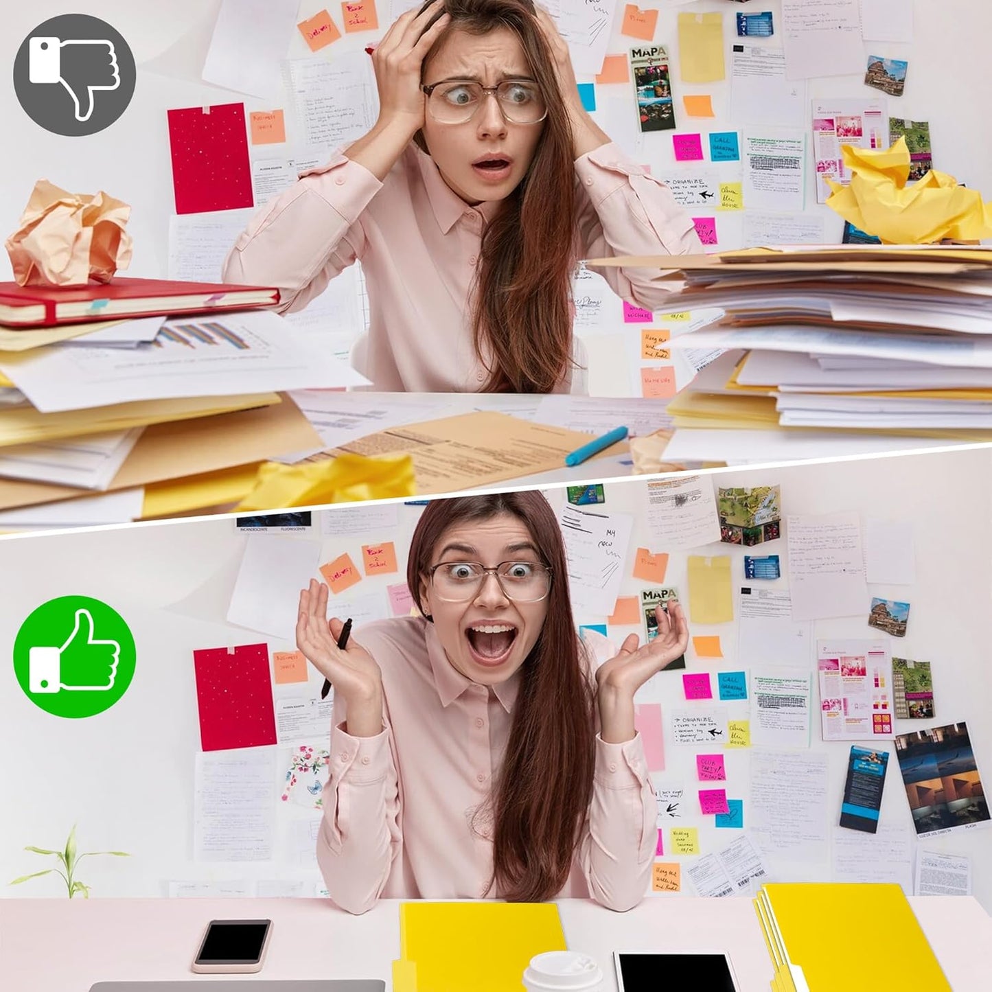 Two Tone Color File Folder 8.5 x 11 Inch,100 Packs Yellow File Folders,1/3 Cut Tab File Folder Letter Size, Assorted Colors,Manila File Folders for Office,School and Home,Organization