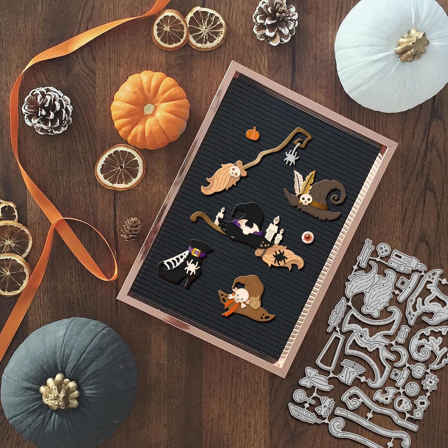 GLOBLELAND Halloween Witch Hat and Shoes Cutting Dies for Card Making Magic Broom Cut Die for DIY Scrapbooking Journal Embossing Paper Craft Decor