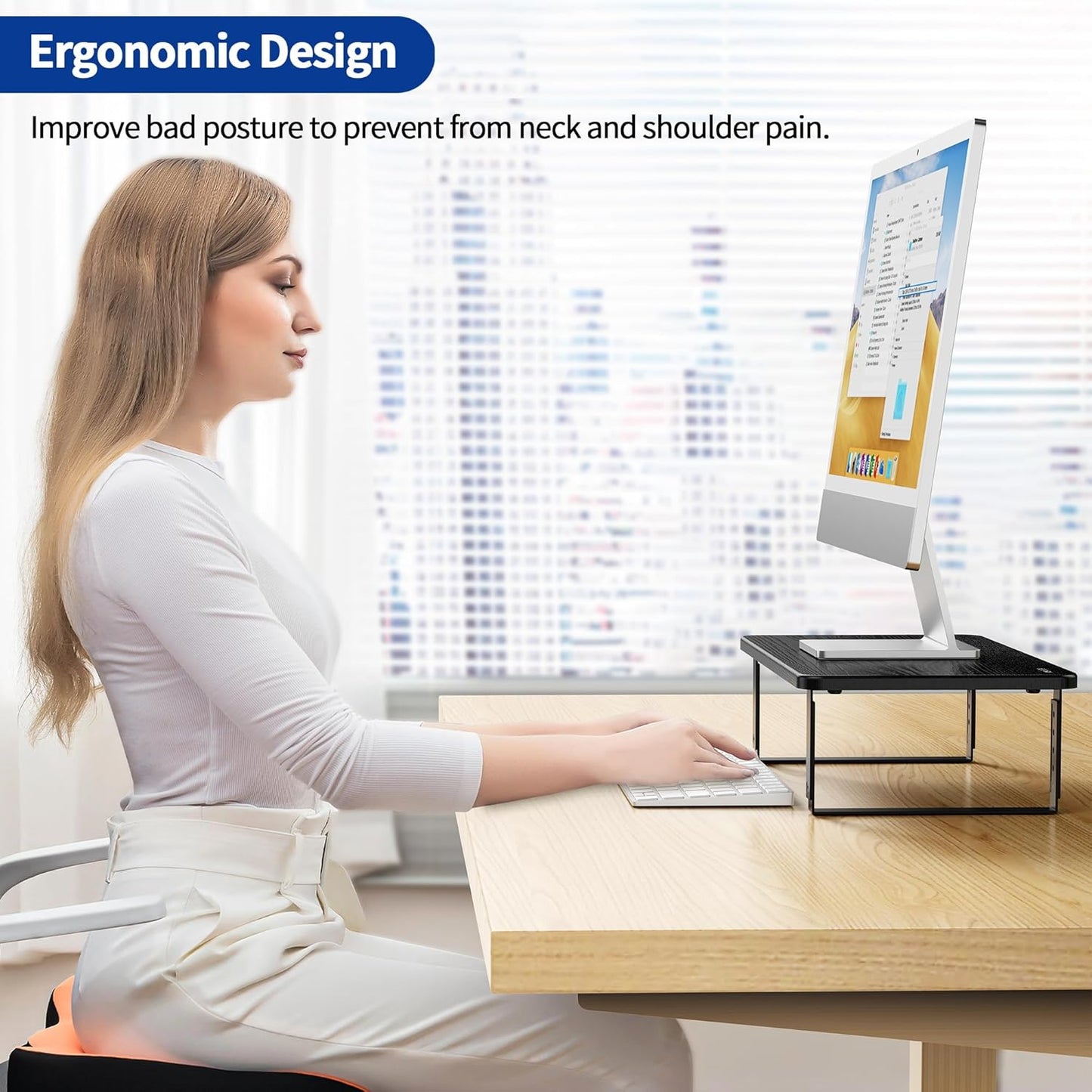 BESIGN MS01 Monitor Stand Riser, Height Adjustable Laptop Stand, Computer Monitor Stand for Monitor, Computer,Laptop,Printer (Black)