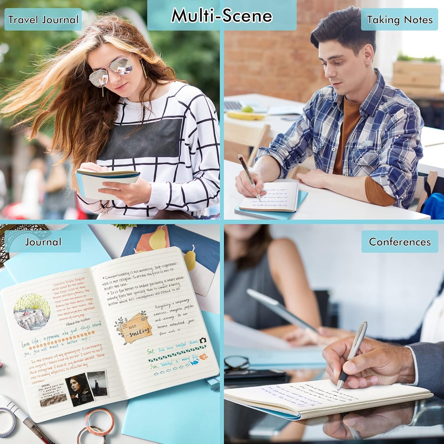 feela 16 Pack Soft Cover Journal Bulk, Lined Notebooks College Ruled for Work for Women Girl Writing, Blank Travel Journal Note Taking Notebook School Business Supplies, 8.2” x 5.5”, A5, Light Blue