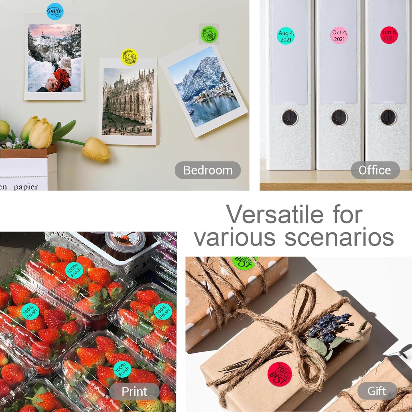 1 Inch Circle Dot Stickers 6000PCS Color Coding Thermal Labels Dots Writable Printable Small Round Stickers for Office, Classroom, Inventory, Garage, Organizing Storage, 6 Mixed Color