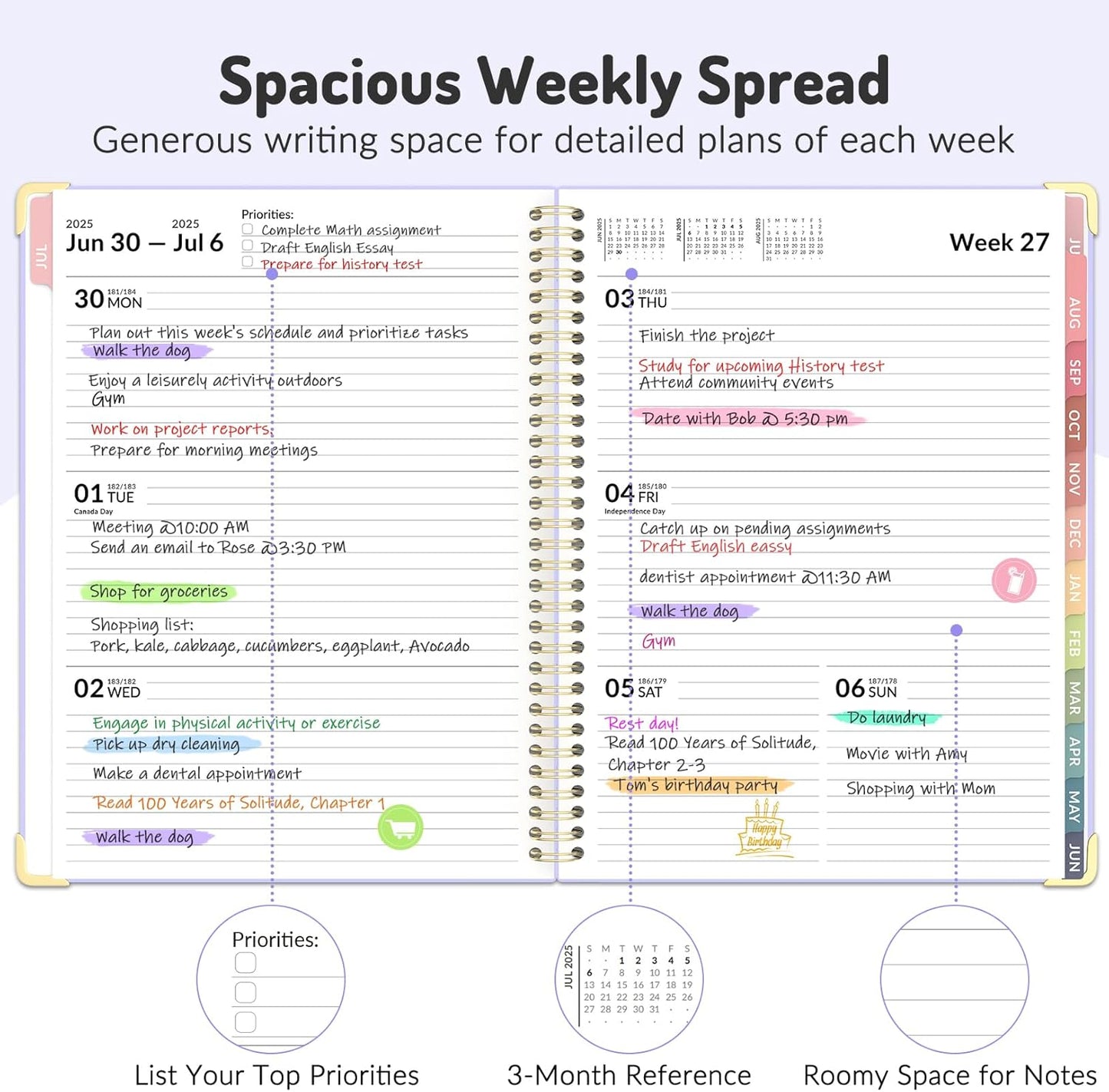 Jul 2025 - Dec 2026 Planner, Forvencer Academic Planner 2025-2026, 18 Month Daily Planner, 6" x 8", Weekly & Monthly Agenda Book, Hardcover Calendar Book, School Supplies for Student Teacher, Marble