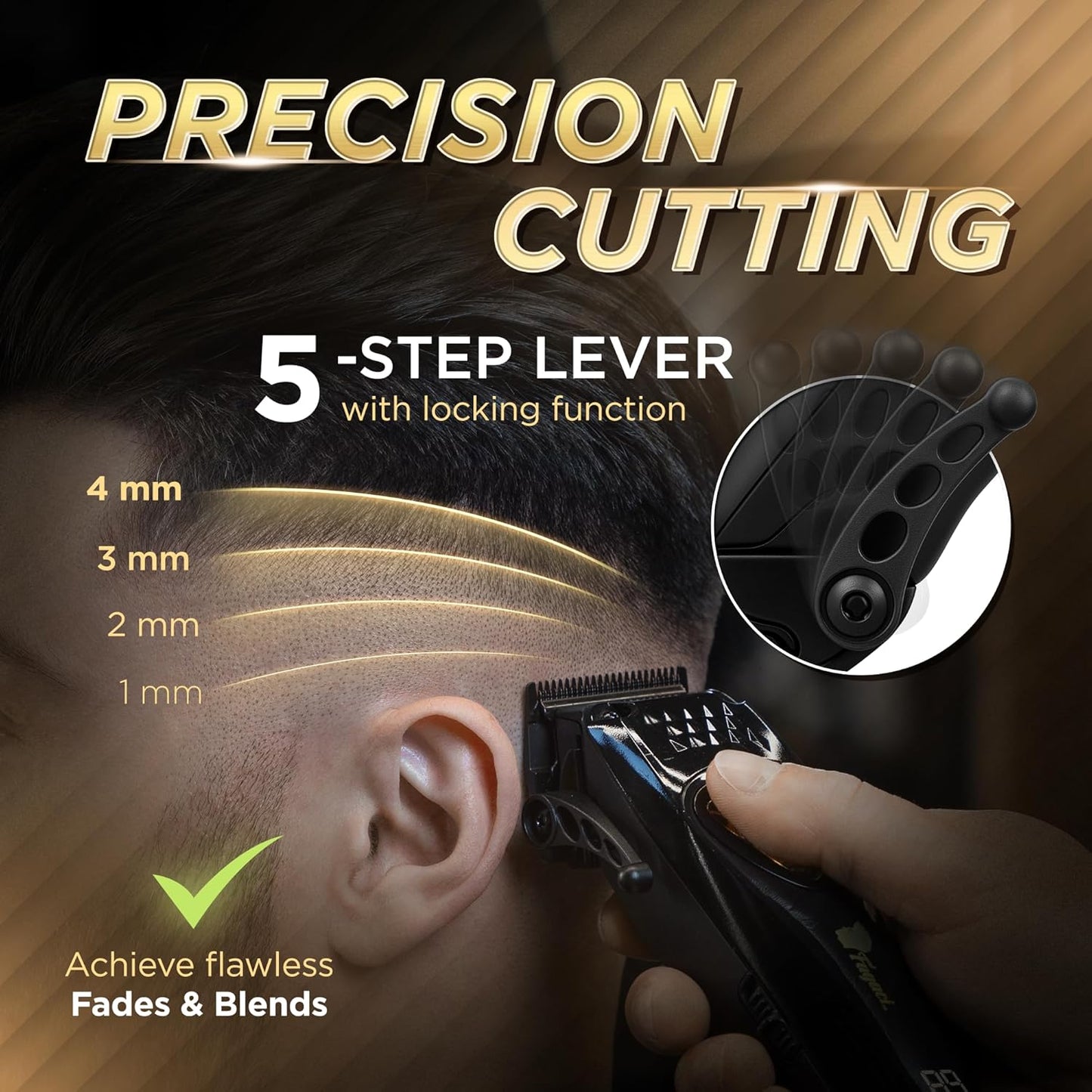 Fagaci Professional Hair Clippers for Men with DLC Blades and High Torque Vector Motor, Barber Clippers and Trimmers Set Zero Gap, 12000 RPM Hair Cutting Kit, Mens Haircut Cordless Clipper for Barber
