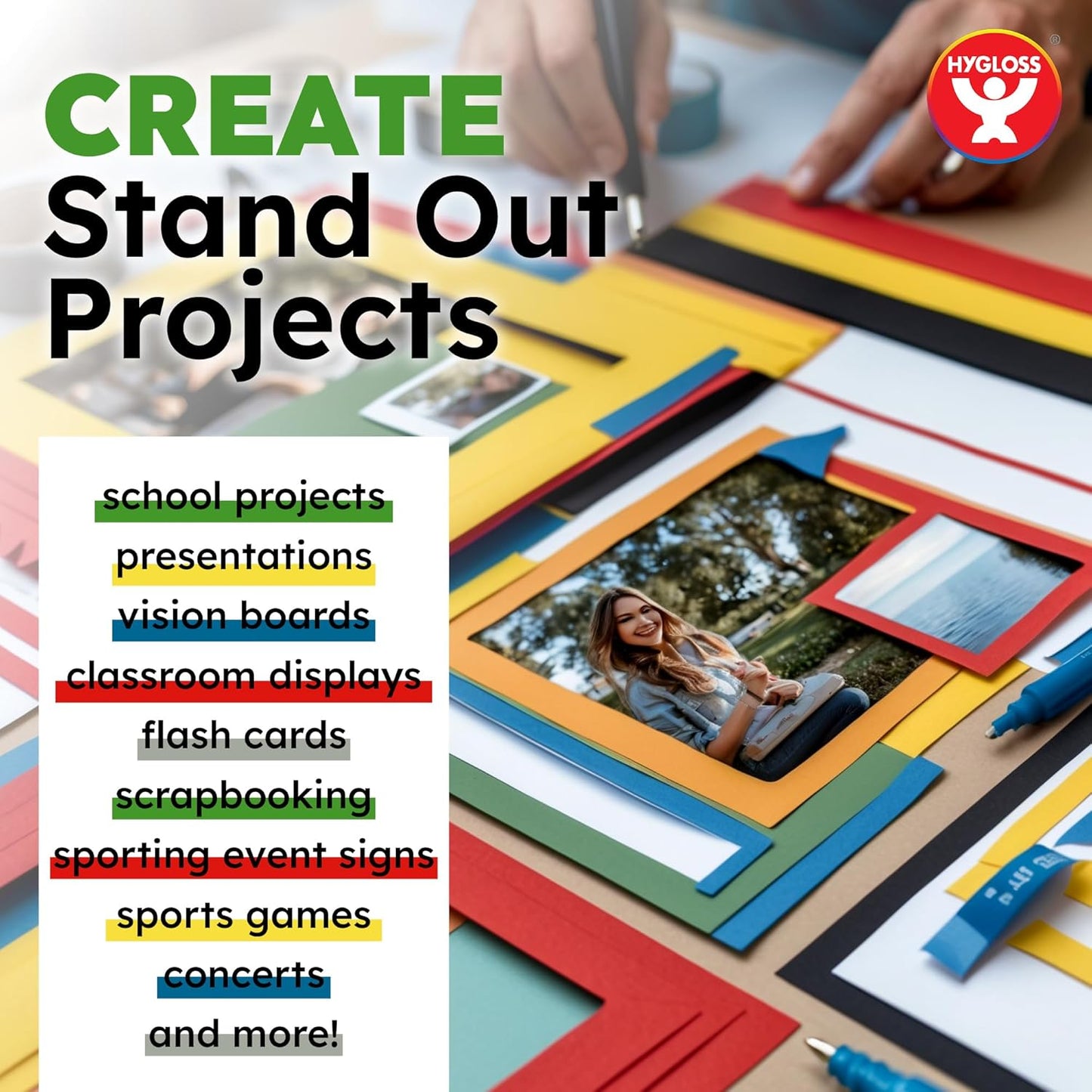 Hygloss Small Colored Poster Board 4x11 - 50 Assorted Standard Color Poster Boards Bulk Pack - Red, Yellow, Green, Blue, Black - 10 Pt. Thickness Poster Board Paper - Posterboard Multipack 4" x 11"