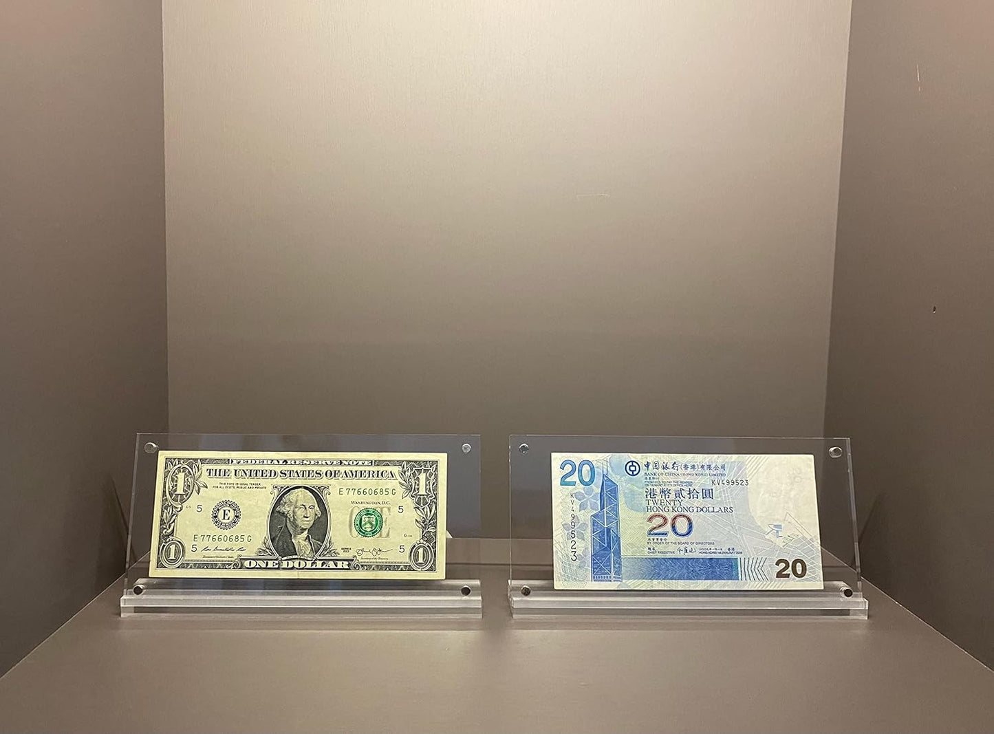 IEEK Acrylic Dollar Bill Frame Currency Holder Clear Paper Money Holders for Collectors Currency Ticket Protector Dollar Bill Display Stand,7.3 x 3.5 Inch,2 Pack