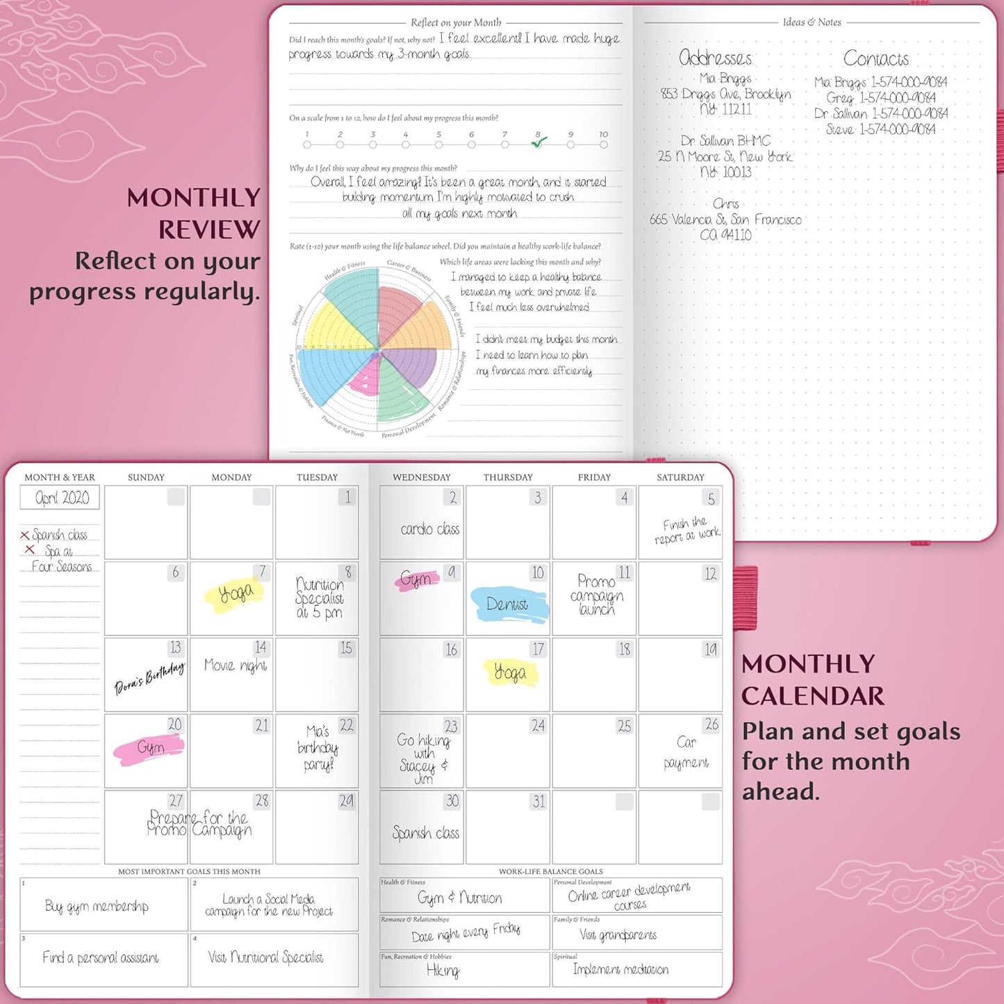 Legend Planner Hourly Schedule Edition – Deluxe Weekly & Daily Organizer with Time Slots. Time Management Appointment Book Journal for Work & Personal Life, Undated, A5 Hardcover – Hot Pink, Gold Foil