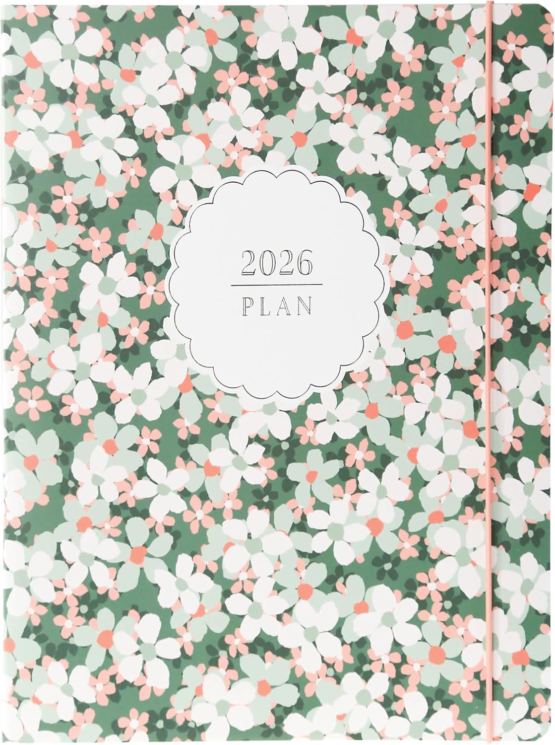 18 Month Planner/Calendar by Graphique, July 2025 – Dec. 2026 Green Floral Monthly Planner, Holidays, Notes Pages, 8” x 10”