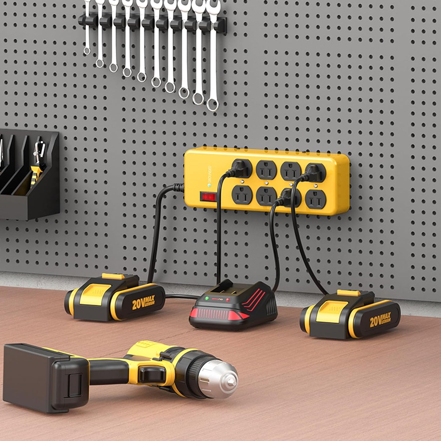 Heavy Duty Power Strip,Industrial Heavy Metal Case Surge Protector,8 AC Outlets,15Amp,2700 Joules,Protected' Indicator,14 Gauge Cord (Yellow, 10FT Length)