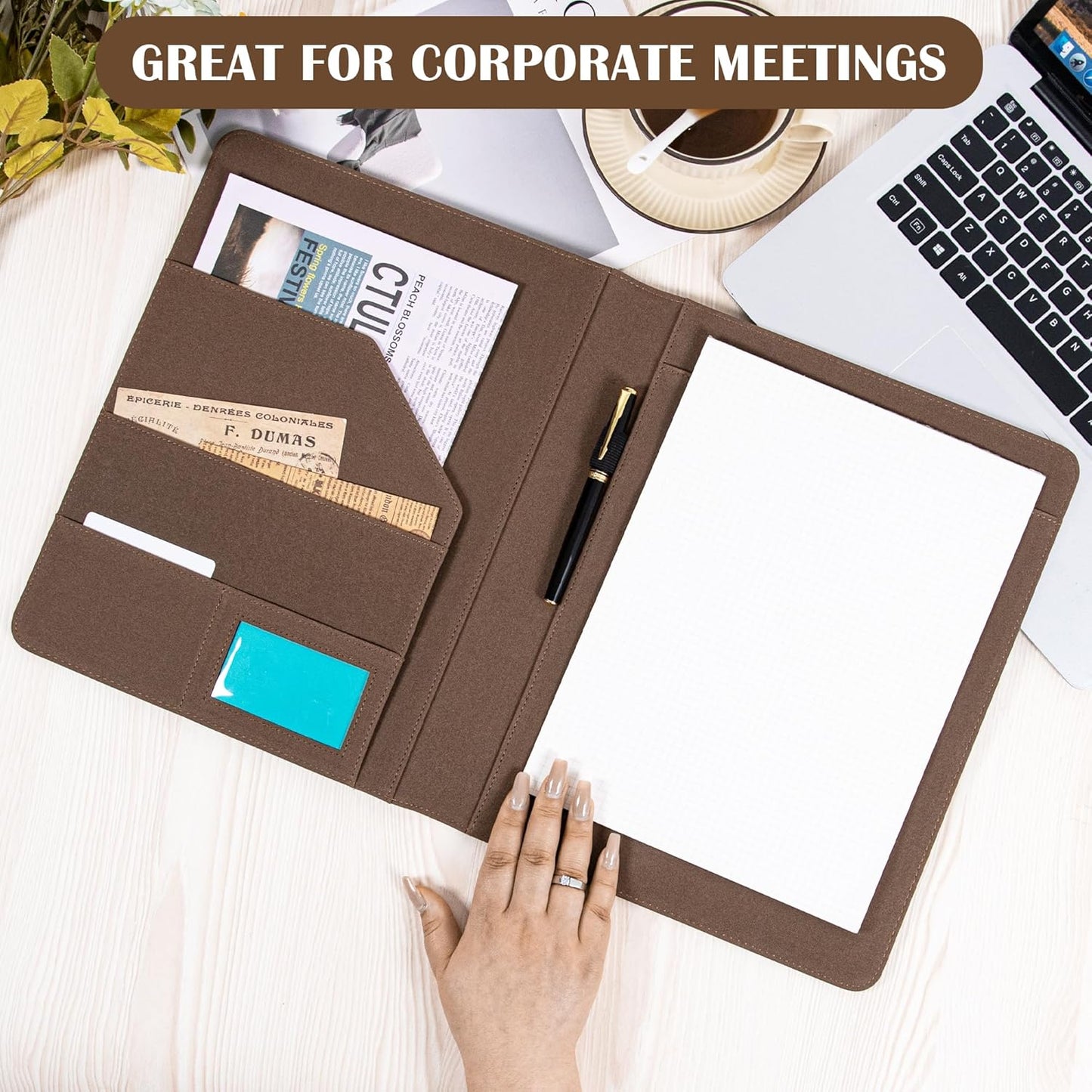 AZXCG Portfolio Binder,Leather Portfolio for Men and Women,Legal Pads Padfolio, Resume Folder with Card Holder,Professional Business Padfolio for Meetings and Interviews