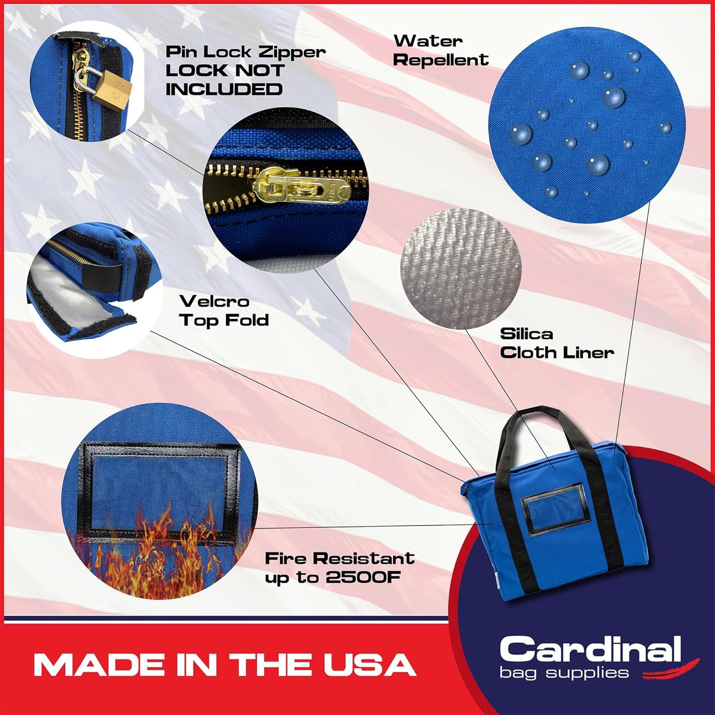 Fire Resistant and Water Repellent Briefcase Document Bag 14 x 11 x 3 Inch