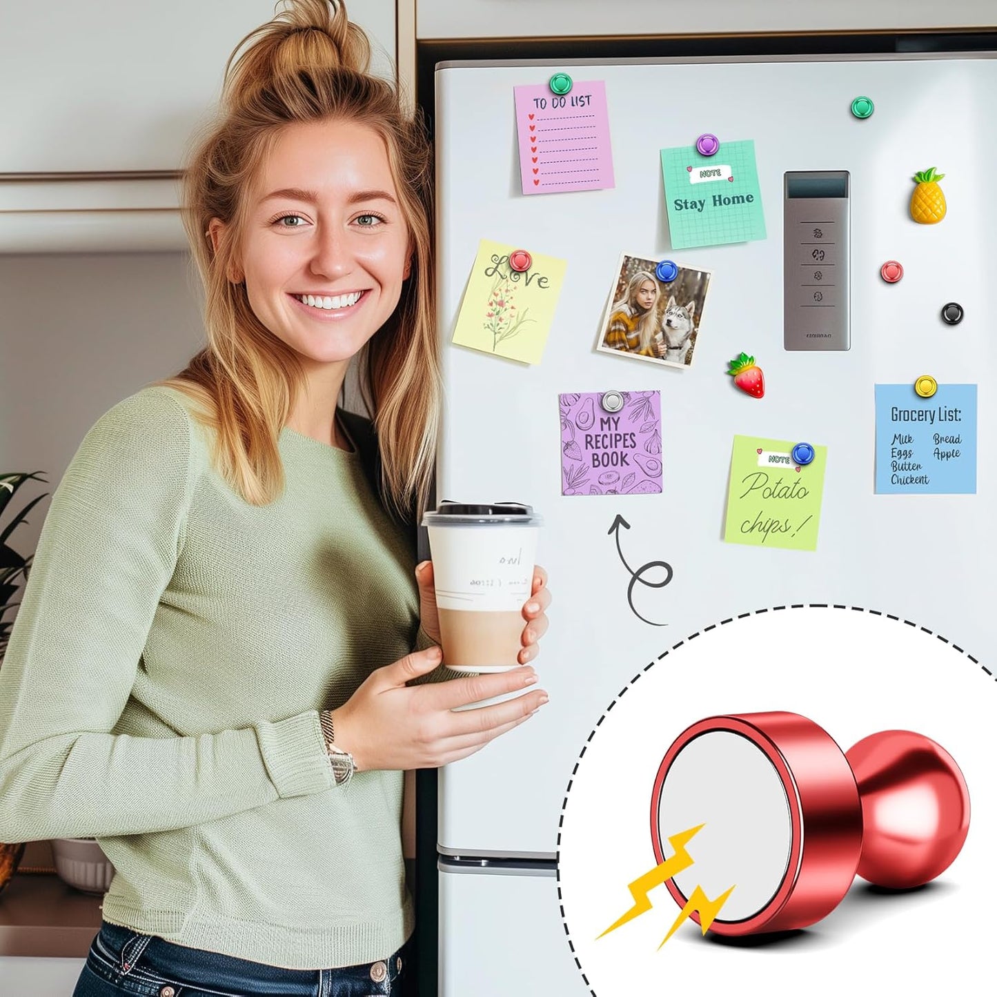 FINDMAG 200 PCS Colorful Fridge Magnets, Small and Strong Magnets for Whiteboard, Small Push Pins for Adults, Classroom, Map, Home Decor