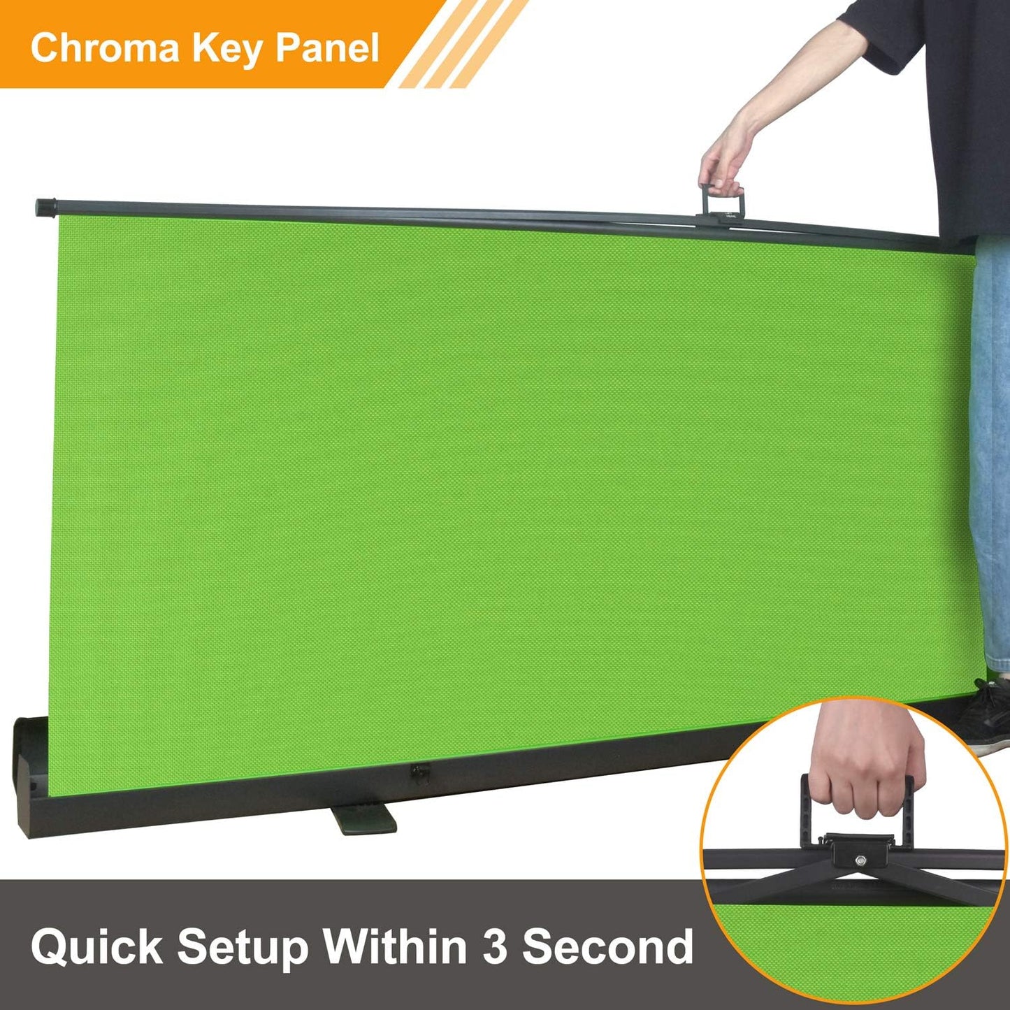 EMART 77x92in Collapsible Chromakey Panel Green Screen for Photo Backdrop Video Studio,Portable Pull Up,Solid Aluminium Base Wrinkle-Resistant Fabric,Auto-Locking Air Cushion Frame
