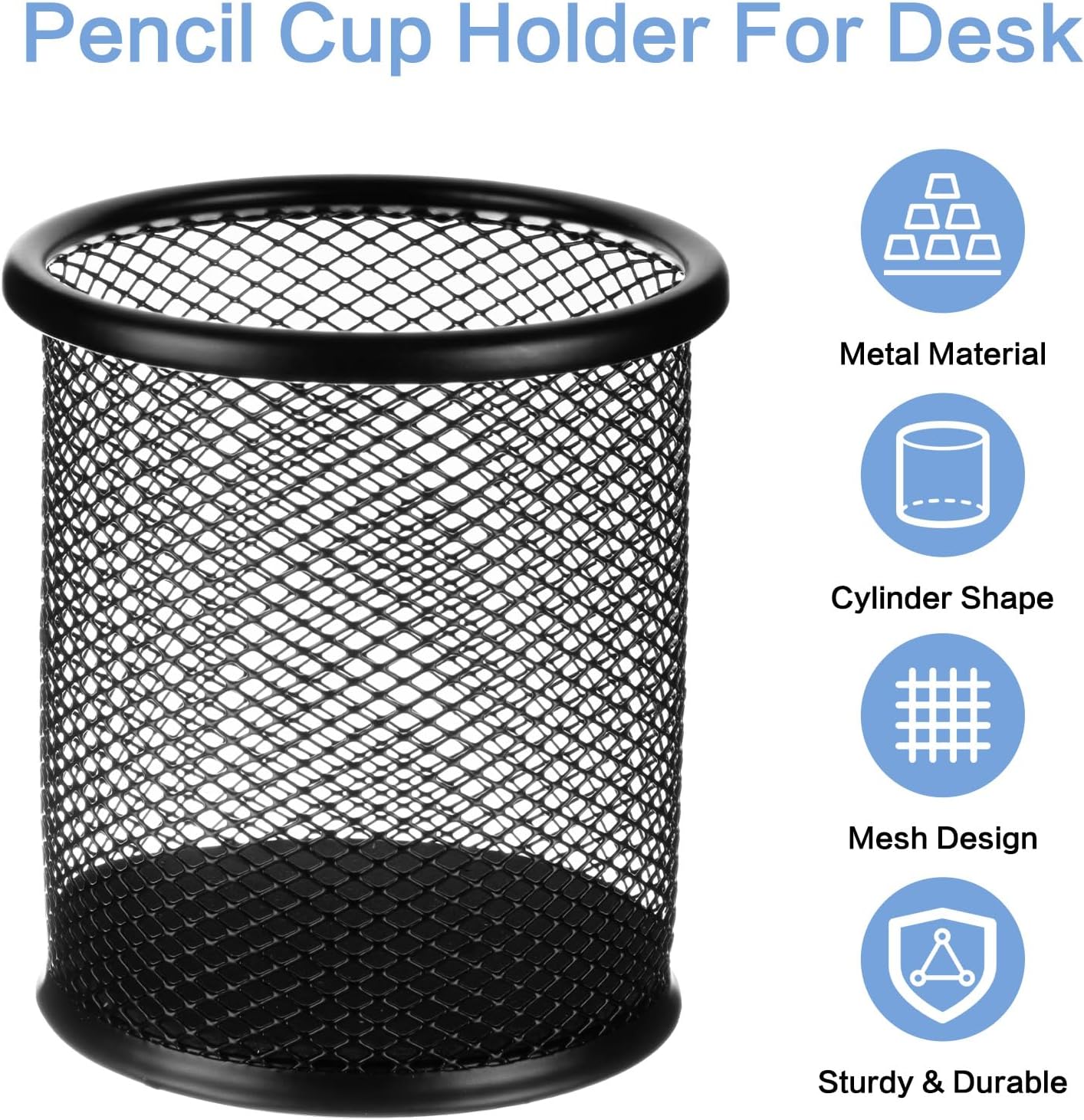 M&G Black Mesh Pen Holder, Metal Pencil Cup Holder Wire Mesh Pencil Holder for Desk Office School Organizer