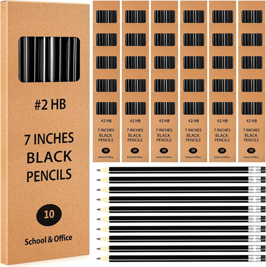 Geyoga 30 Packs of 300 Count #2 Pre Sharpened Pencils Bulk Woodcased for Classroom #2 HB Triangle Shape Pencils with Top Erasers for Teacher Office Back to School Supply(Black)