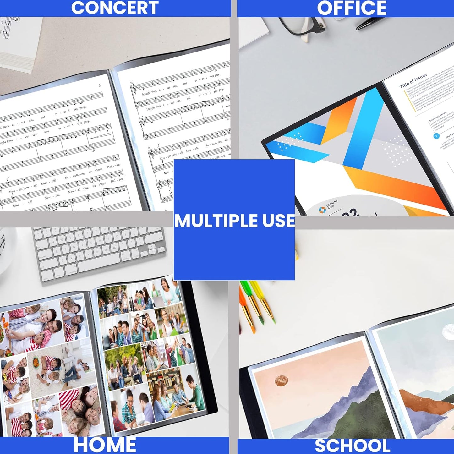 PERFORMORE Presentation Folder, 24 Pocket Presentation Display Book (Black) with Plastic Sleeves, 48 Pages Capacity for 8.5" X 11" Sheet Size Paper, Portfolio and Sheet Protector Binder (2)