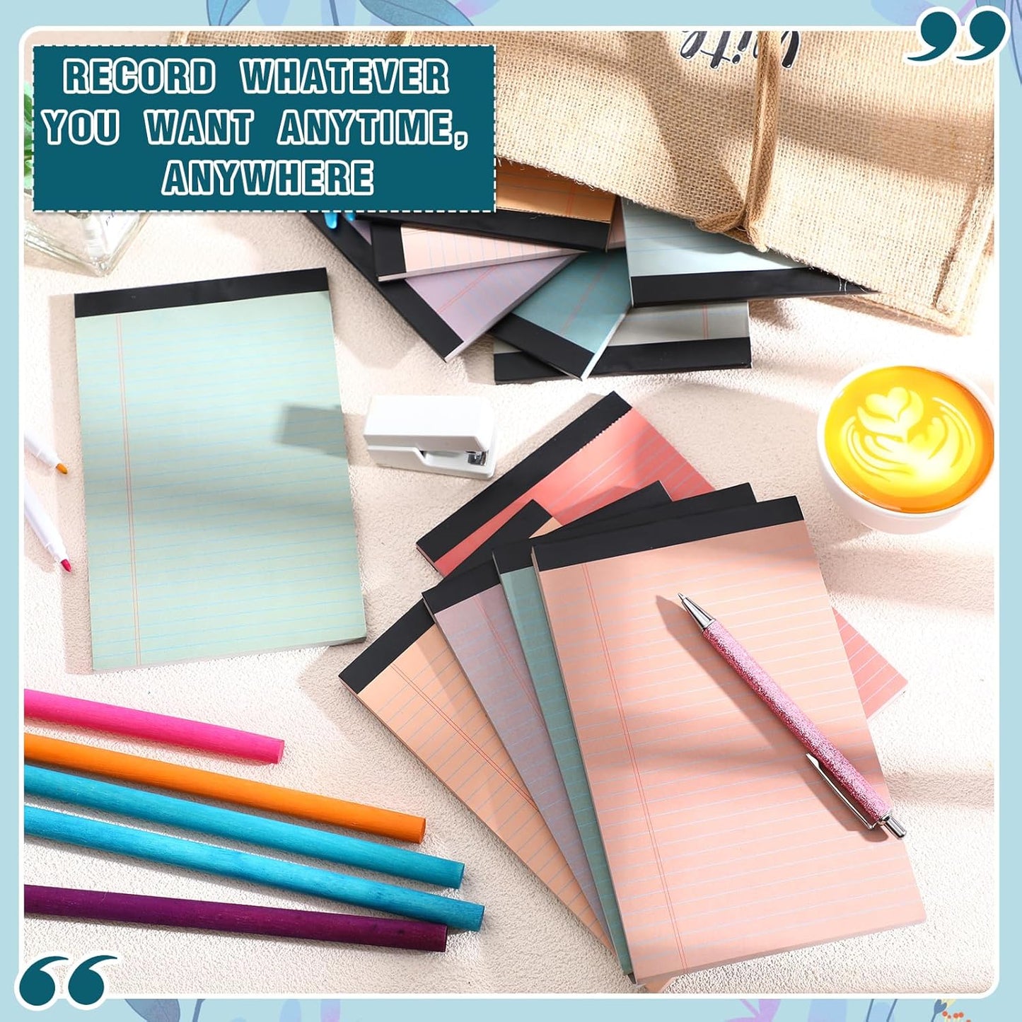 Fuutreo 12 Pcs 5" x 8" Legal Pad Writing Notepads 50 Sheets Small Legal Pad Narrow Ruled Multiple Color Lined Paper for School College Office Supplies Work (Vintage Colors)