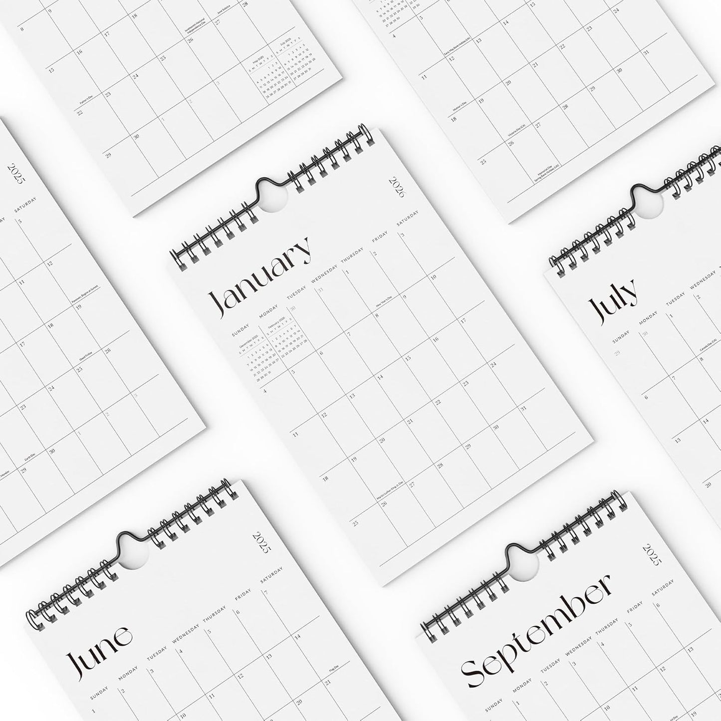 Cabbrix Mini Calendar 2025-2026 Wall Calendar, Vertical 6 x 9 inch Small Calendar July 2025 to December 2026, Easy Planning Little Notepad Calendar for Wall, Desk, Bulletin Board, Simplified