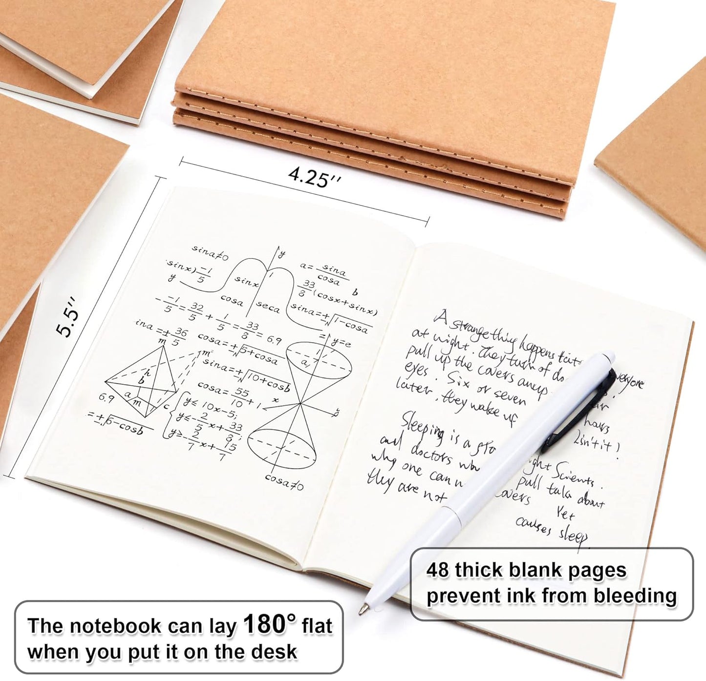 feela 170 Pack Blank Kraft Notebooks, Unlined Sketchbook Mini Cute Note Pad for Drawing Writing, Journal Bulk For Kids Students Office School Supplies, A6, 48 Pages, 4.25” X 5.5”, Black and Brown