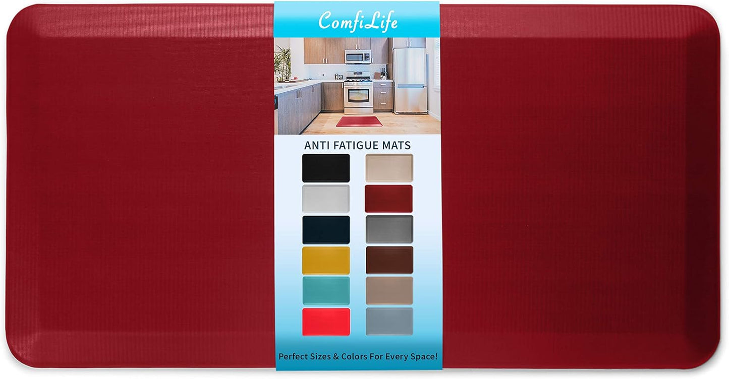 ComfiLife Anti Fatigue Floor Mat – 3/4 Inch Thick Kitchen Mats for Floor, Standing Desk Mat, Kitchen Rug – Comfort at Home, Office – Durable – Stain Resistant – Non-Slip Bottom (24" x 70", Red)