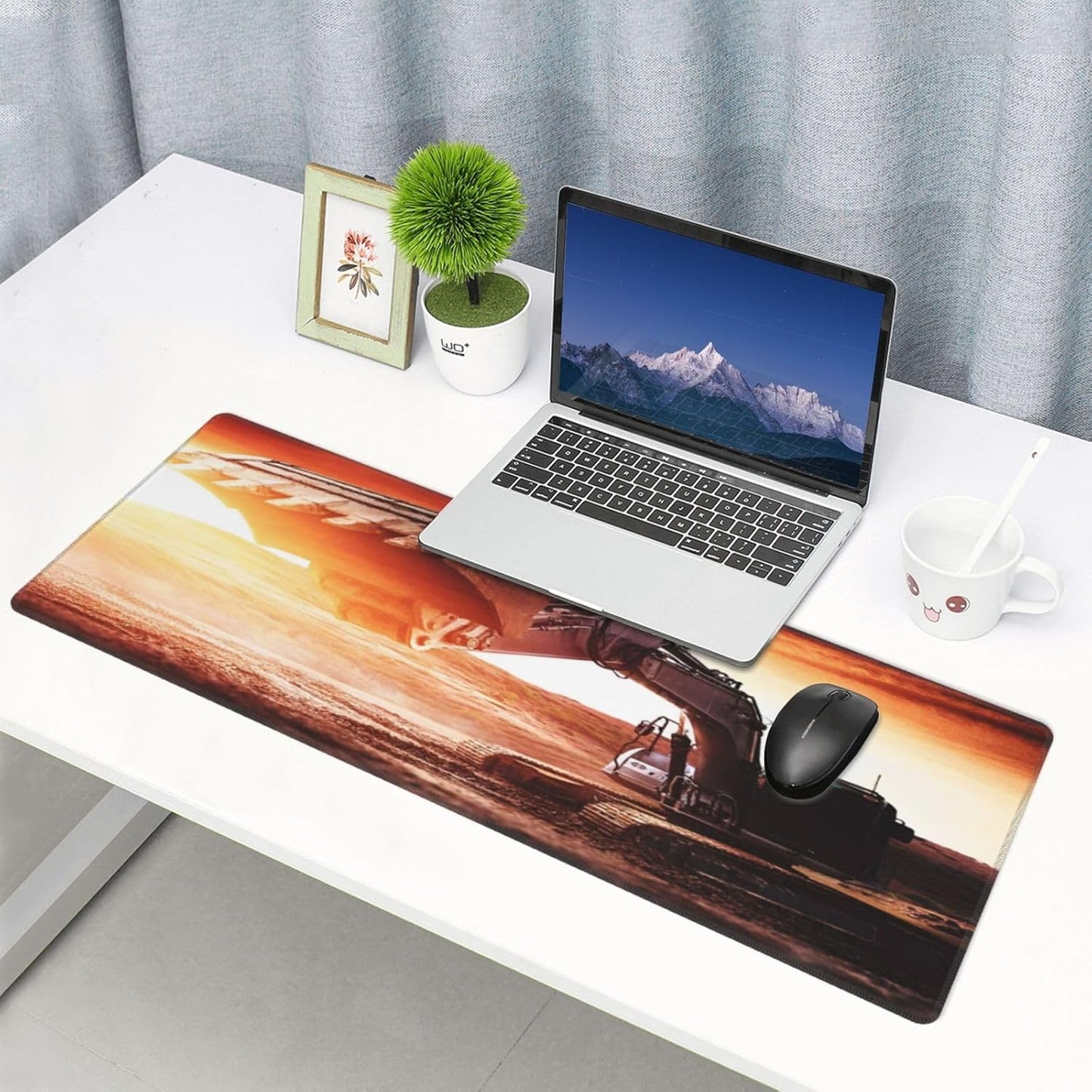 Digger Mouse Pad, Construction Vehicles Large Big Gaming Mouse Pad Desk Pad, Mousepad with Non-Slip Rubber Base, Extended XXL Mouse Mat for Computer Laptop Office Accessories