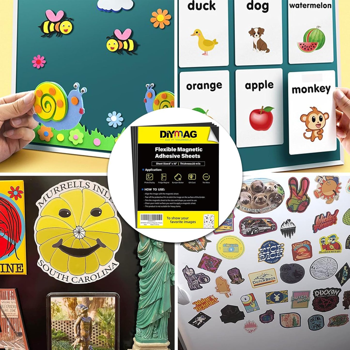 DIYMAG 16Pack Magnetic Adhesive Sheets, Magnetics Sheets with Adhesives Backing, 8x10 Inch Flexible Magnet for Crafts Photos and Die Storage Easy to Cut