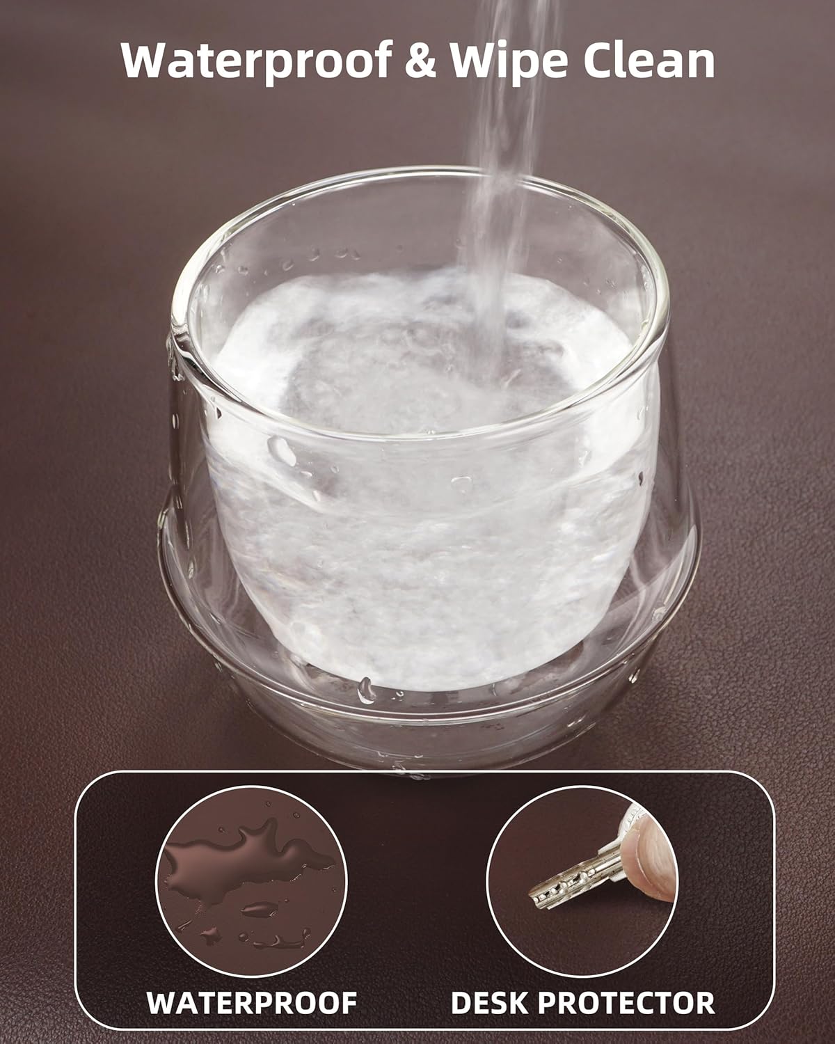 Desk Pad Mat - Leather Desk Pad Protector for Office and Home - Desk Organization and Accessories - Ideal for Large Mouse Pad and Desk Mats on Top of Desks(Coffee,31.5" x 15.7")