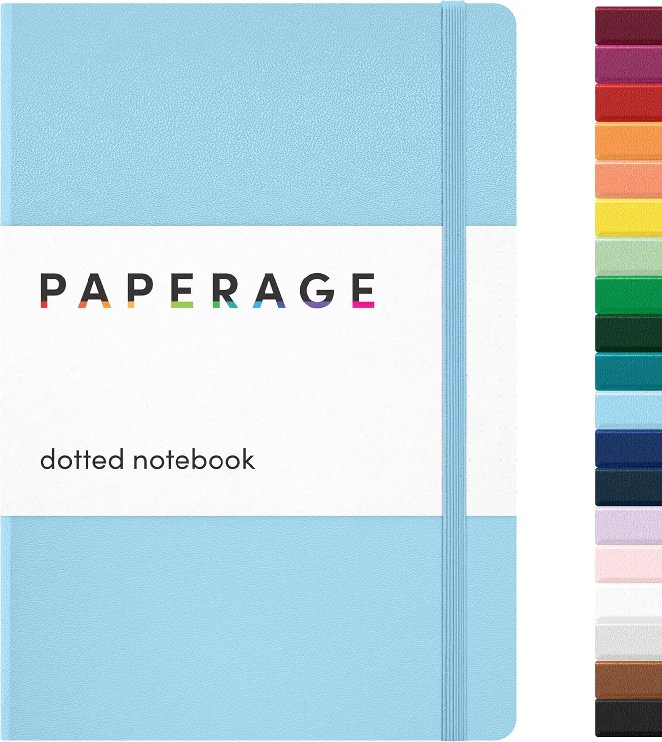 PAPERAGE Dotted Journal Notebook, (Light Blue), 160 Pages, Medium 5.6 in x 8 in - 100 GSM Thick Paper – Hardcover Journaling Notebook for Work, School & Bullet Journaling