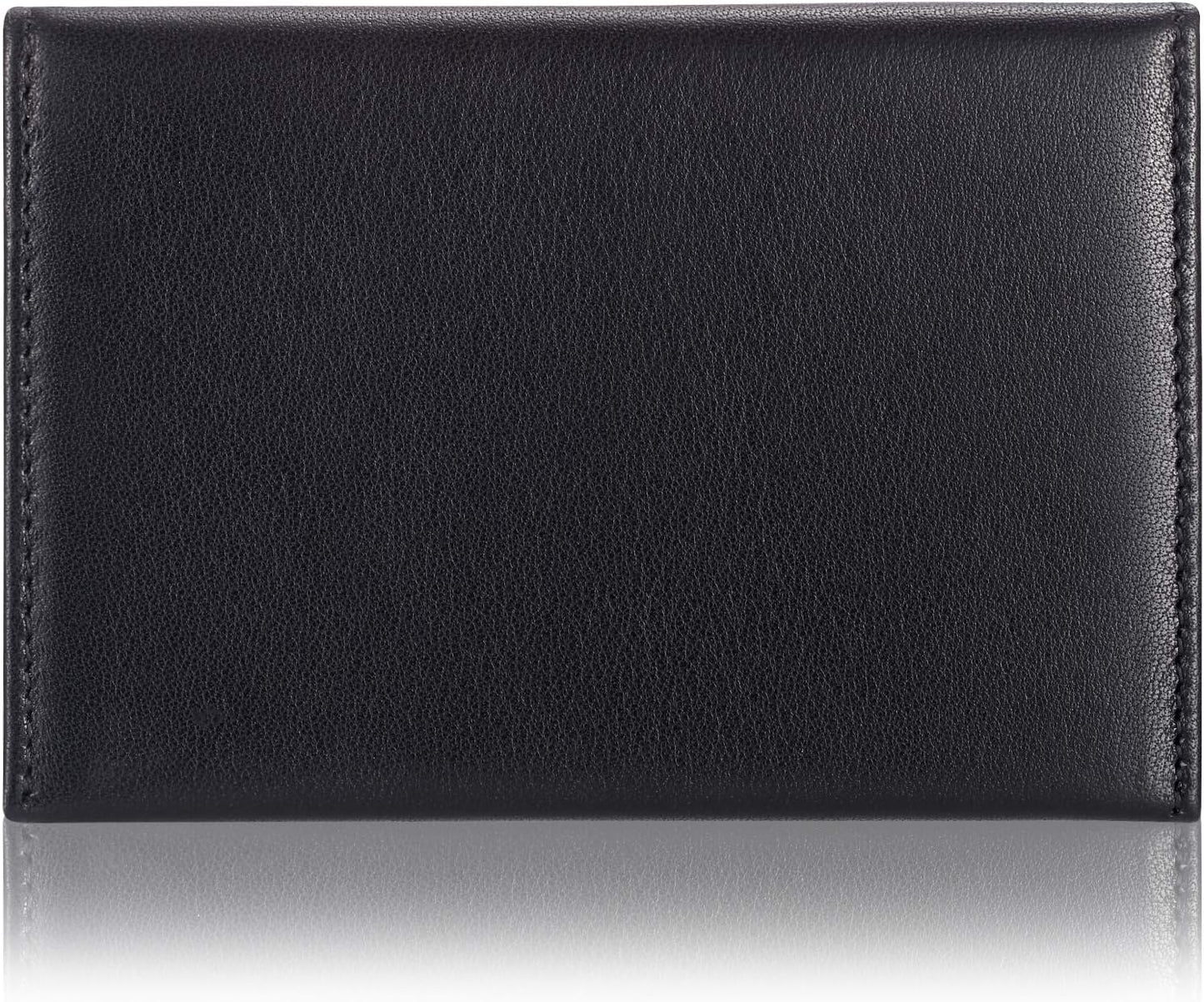 HISCOW Envelope Business Card Case with Magnet Closure - Italian Calfskin (Black)