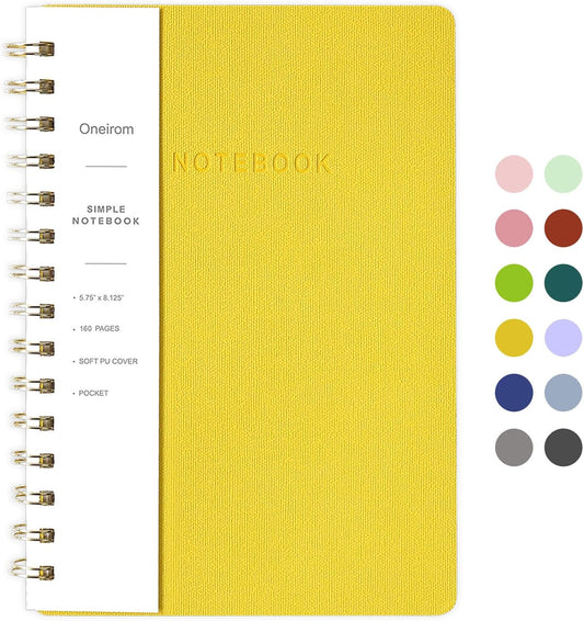 Spiral Notebook-6.10" x 8.19" College Ruled Journal with Inner Pockets and 160 Pages,PU Leather Cover Business Journal, Twin-Wire Binding Notebook Perfect for Office & Home School Supplies