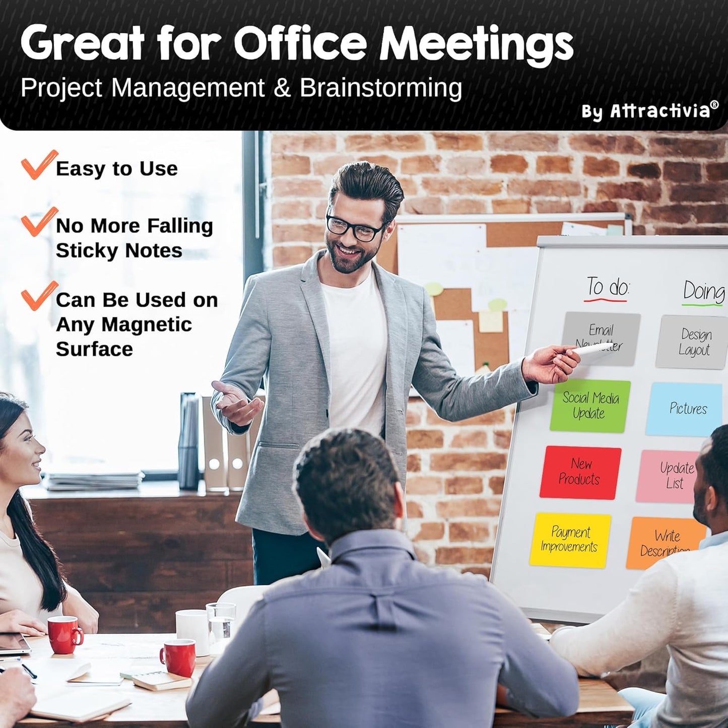 Dry Erase Magnetic Labels 5.6 x 3.7 in, Solid Colors, Large Dry Erase Magnets, 36-Pack, Colored Erasable Write-On All-Purpose Labels, for Office, Education, Home, Whiteboard