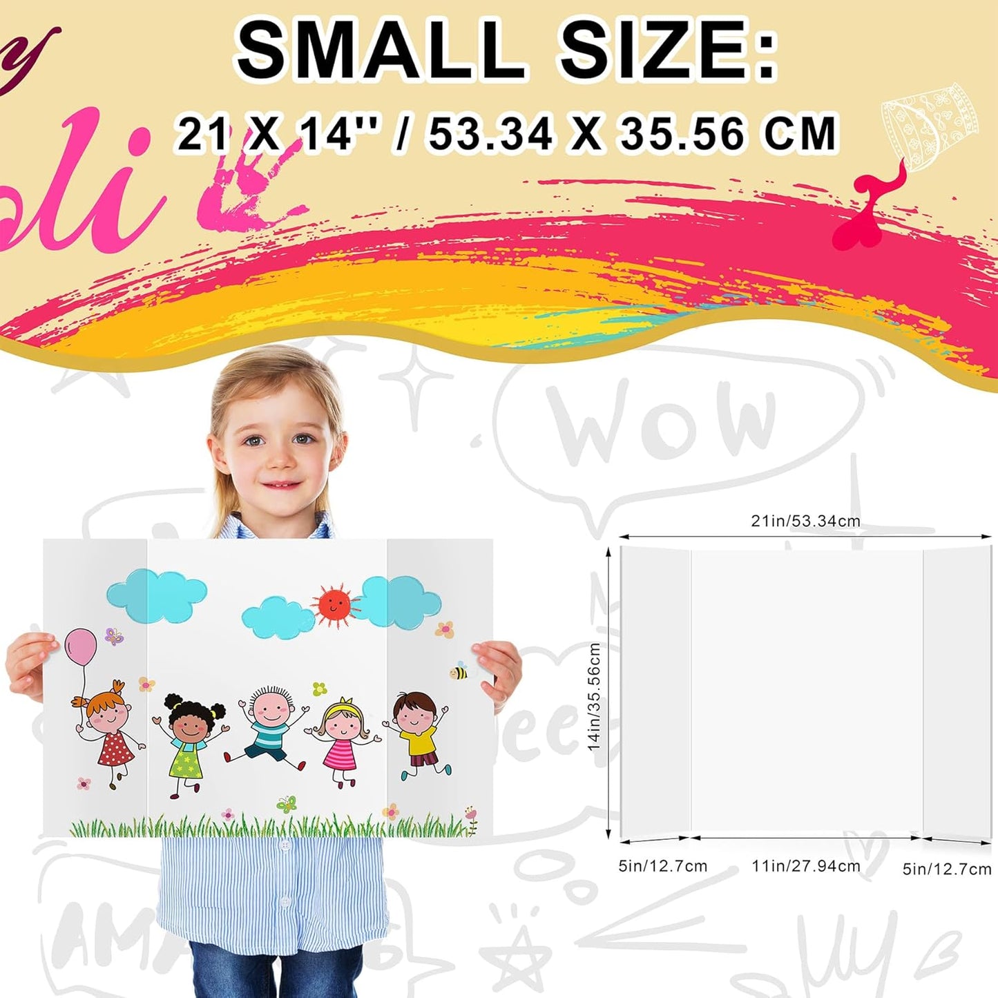 HAUTOCO 3 Pcs Small Trifold Poster Board 21 x 14 inches Tri Fold Presentation Boards White Corrugated Project Boards for Science Fair, School Project, Event Displays, Business