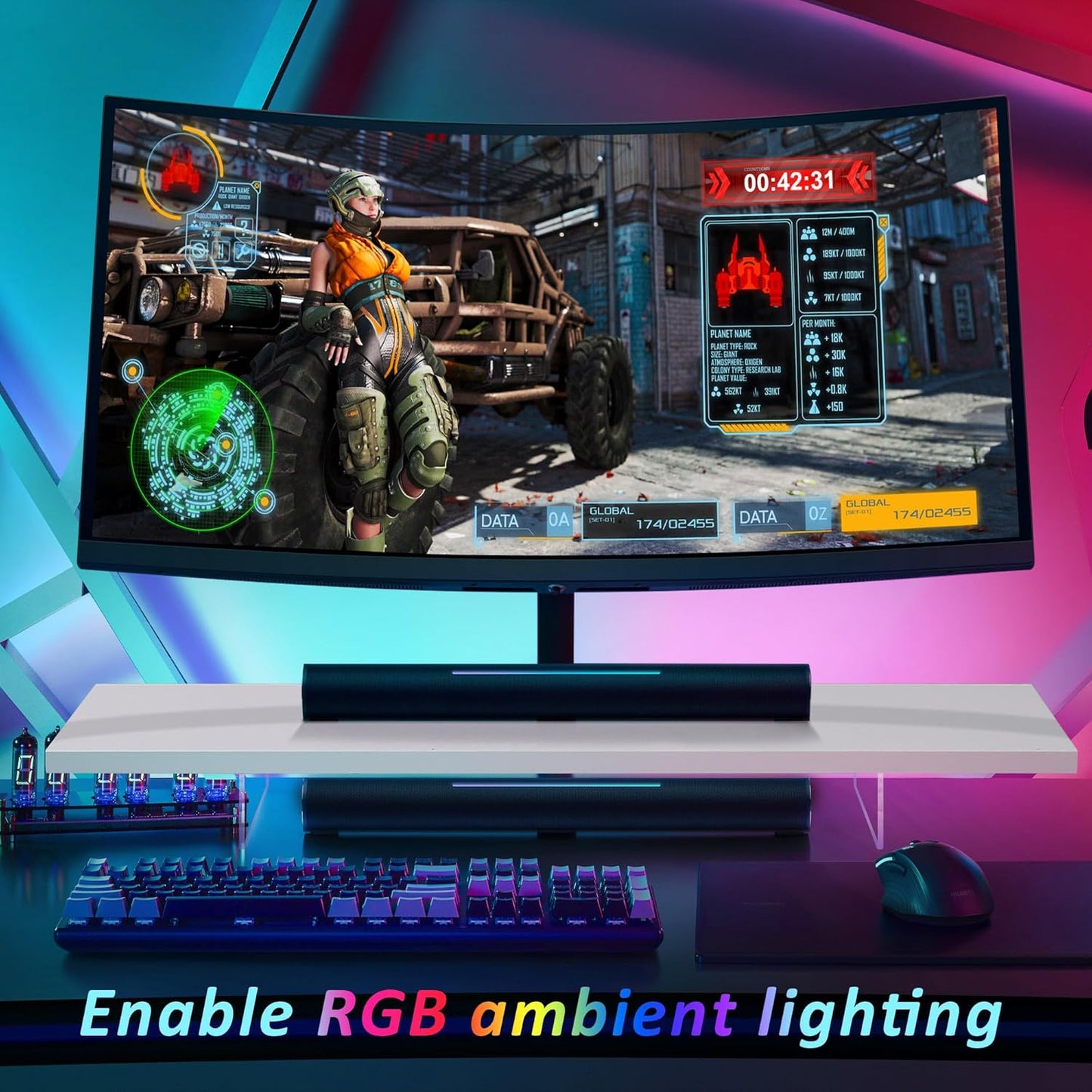 Monitor Stand Riser,Wood & Acrylic Computer Monitor Stand with LED Light,Desk Accessories Desktop Organizer Stand for Computer,Laptop,Printer,PC & TV Screen Riser… (All White)