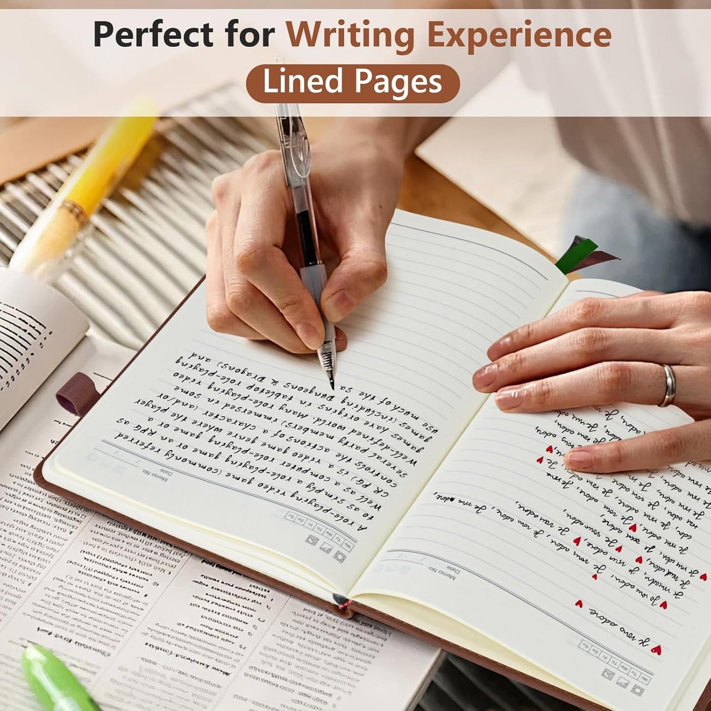 Lined Journal Notebook for Men & Women, 160 Pages College Ruled Journal for Writing, A5 Hardcover Leather Notebooks for Work, School, Business, Travel, Daily Diary 5.9" x 8.5" - Brown