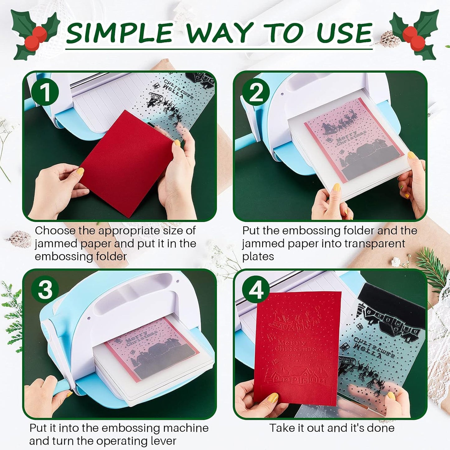 10 Pieces Christmas Embossing Folders Snowflake Deer Leaves Stencil Template DIY Craft Background Embossing Folders for Card Making Photo Album Scrapbooking Decoration