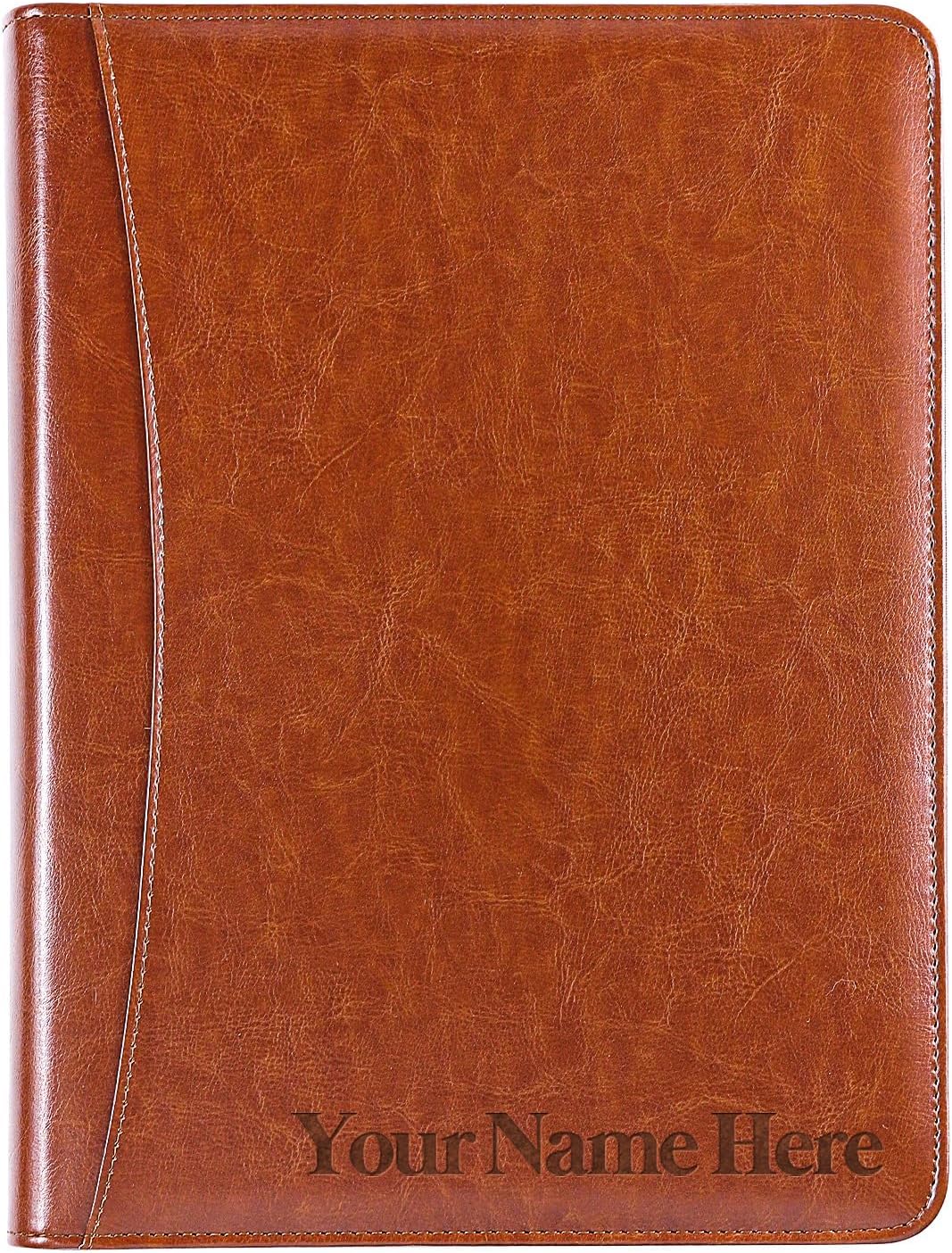 Customized Employees Organizer Padfolio Planner, Personalized Leather Portfolio for Staffs Colleagues, Custom Employee Gift, Brown Leather Padfolio for Colleague, Portfolio Planner for Men