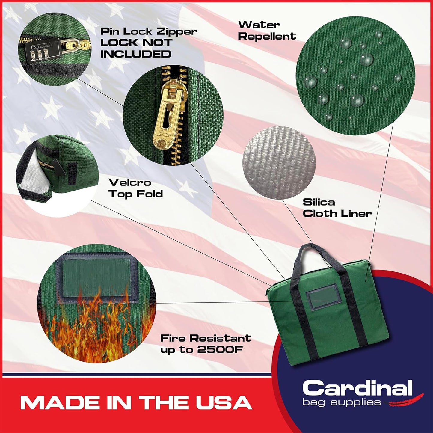 Fire Resistant and Water Repellent Briefcase Document Bag, 18 x 14 x 4 Inch