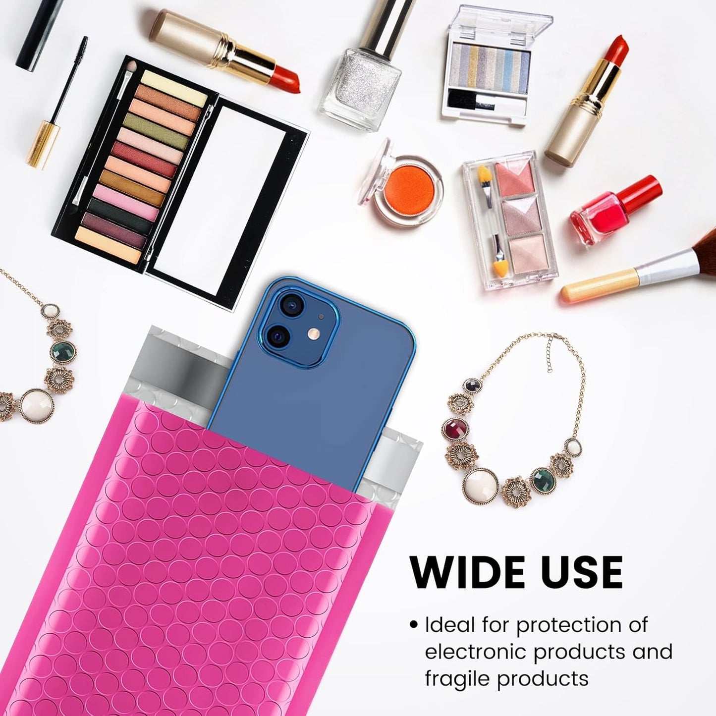 Fuxury Bubble Mailers 4x8" 800 Pack Pink Bubble Mailers Usable Size 4x7” Small Padded Envelopes Waterproof Mailing Envelopes Bubble Padded