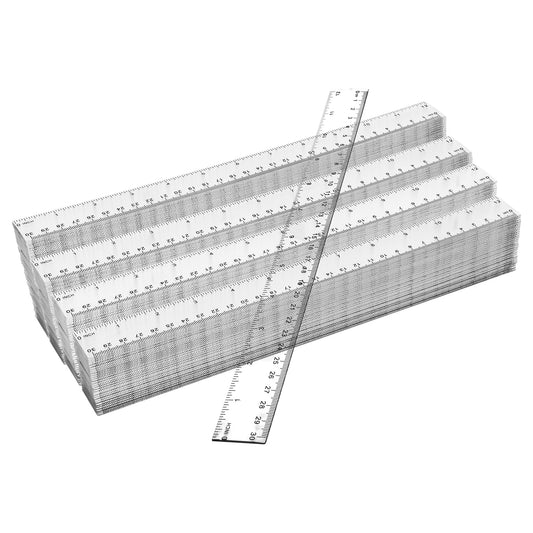 200 Pack 12 Inch Plastic Rulers Bulk, Clear Plastic Ruler, Transparent Ruler with Dual-Scale Measurement, Easy to Store, for Home, Office, Practical Use by KUKLIPJIM