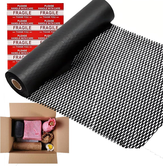Honeycomb Packing Paper, 12" x 100' Packing Paper Substitute Alternative for Bubble Cushioning Wrap for Moving Shipping Packaging, Recyclable Moving Supplies Bubble Packing Wrap Roll-Black