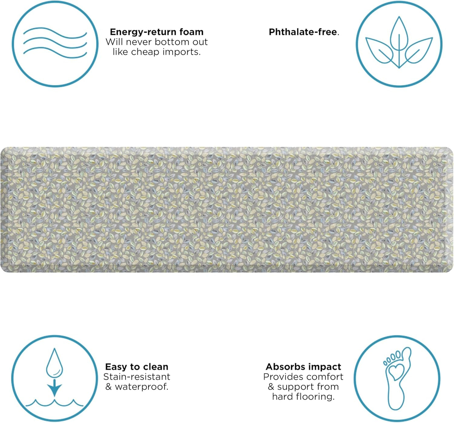 GelPro Anti-Fatigue Designer Comfort Kitchen Floor Mat Orchard Grey Lake 30x108