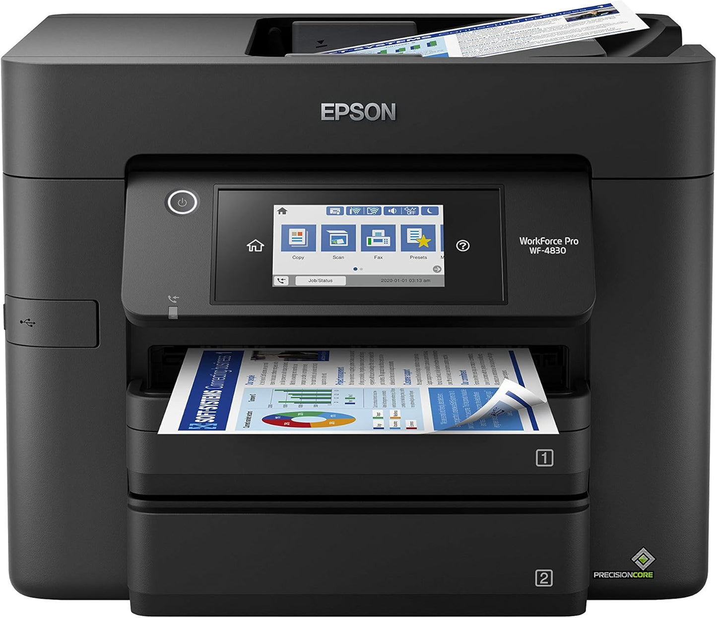 Epson Workforce Pro WF-4830 Wireless All-in-One Printer with Auto 2-Sided Print & EPSON T822 DURABrite Ultra Ink High Capacity Black Cartridge & EPSON T822 DURABrite Ultra Ink High Capacity Black