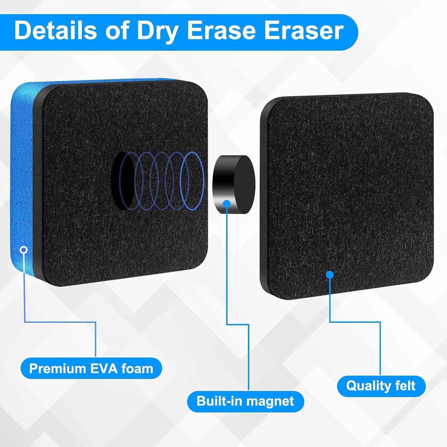 Cube Dry Erase Erasers, 96 Packs Mini Magnetic Whiteboard Dry Erasers in 6 Colors, Chalkboard Cleaner Wiper for Classroom, School, Home, and Office Supplies