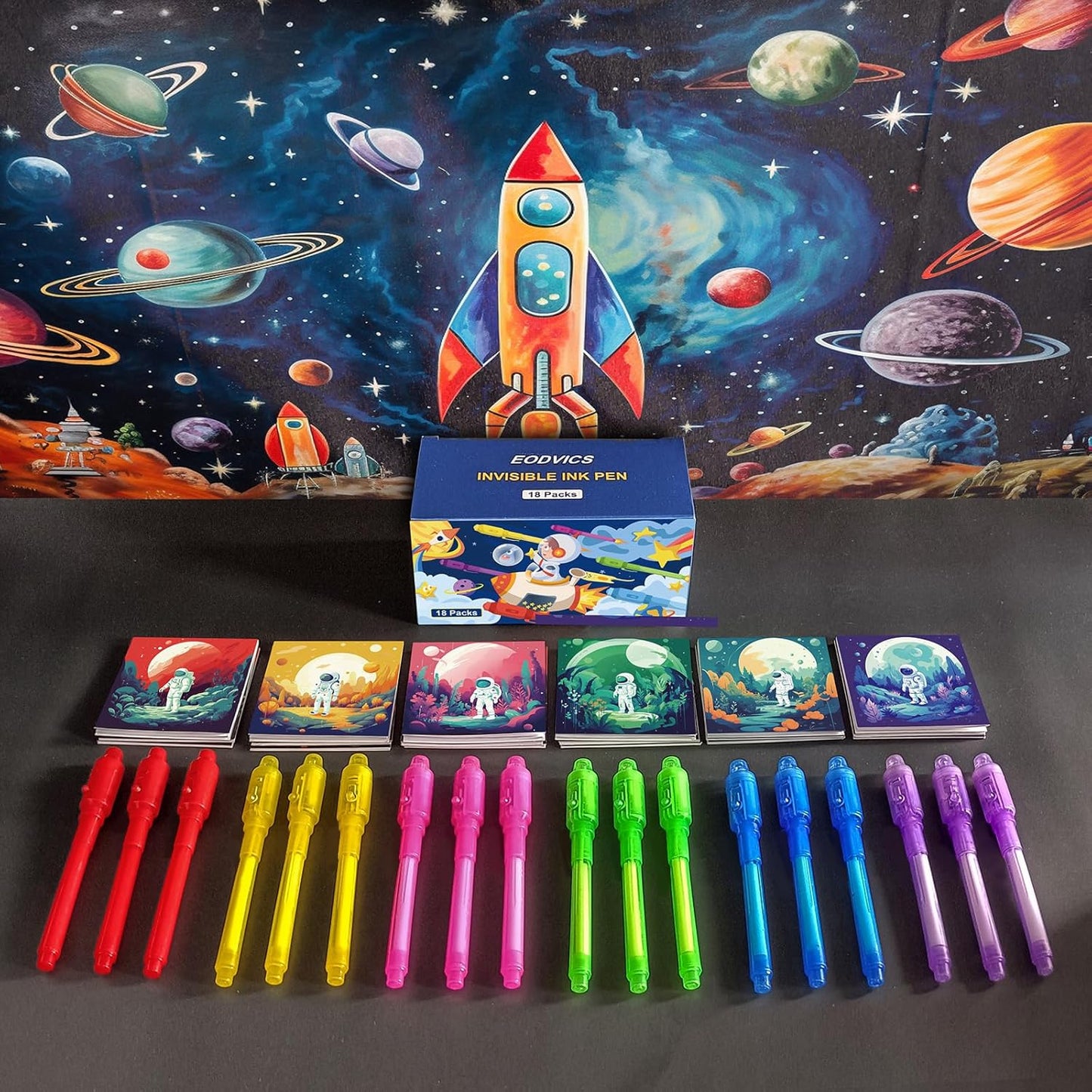 Invisible Ink Pens with UV Light for Kids, Spy Party Favors for Kids 8-12, 18 Pack Ink Pen and Notebook, UV Pen for Secret Message Escape Room Birthday Party Favors for 4-8