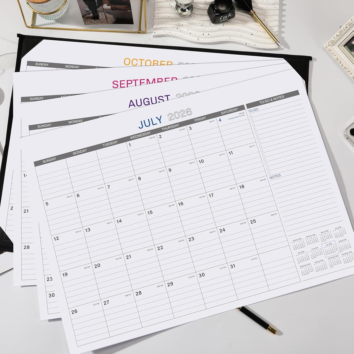 2026 Desk Calendar - Large Desk Calendar 2026, Jan. 2026 – Dec. 2026, 22" x 17", Office Supplies, Corner Protector, Ruled Blocks, 2-in-1