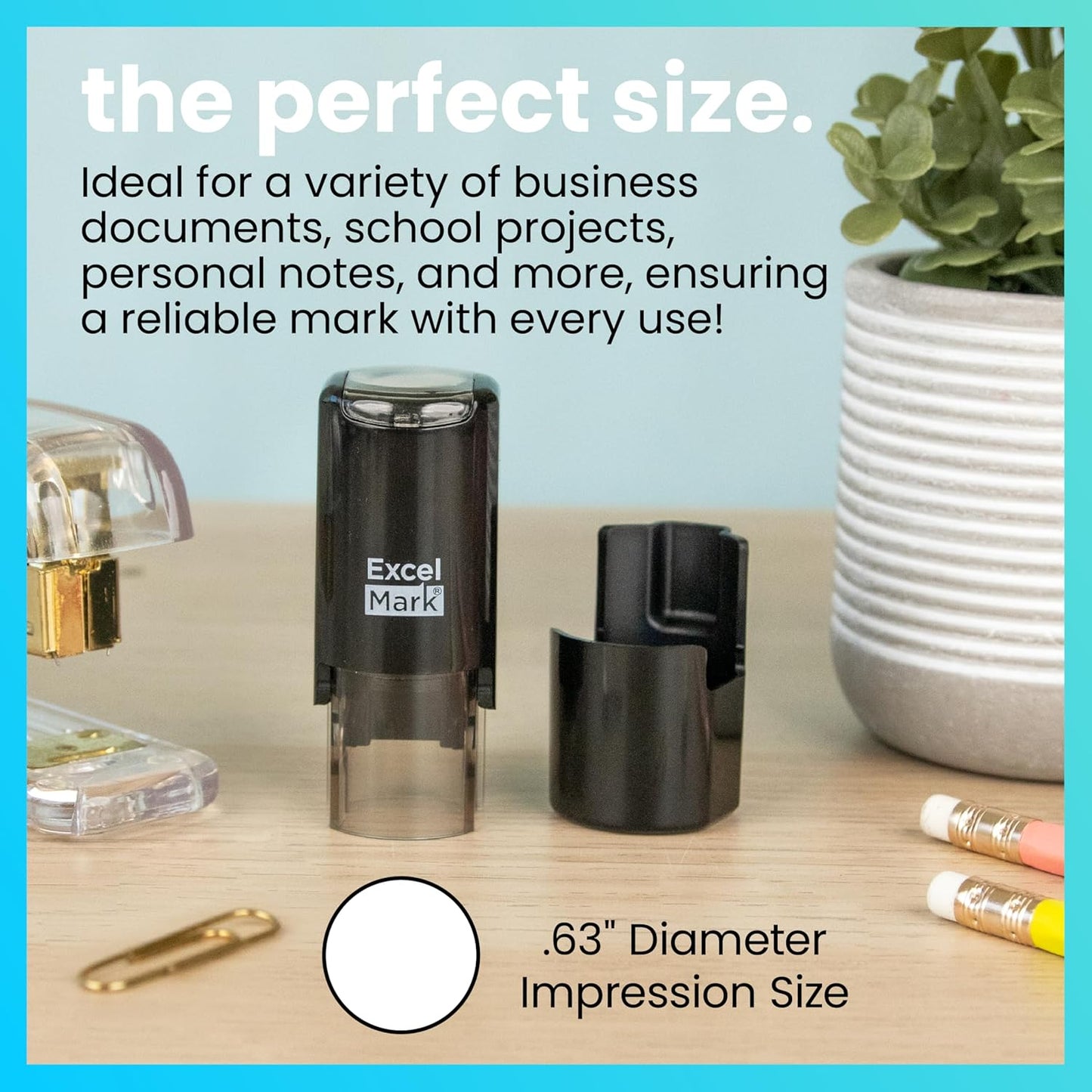 ExcelMark Round Teacher Stamp - Purr-FECT! - RED Ink