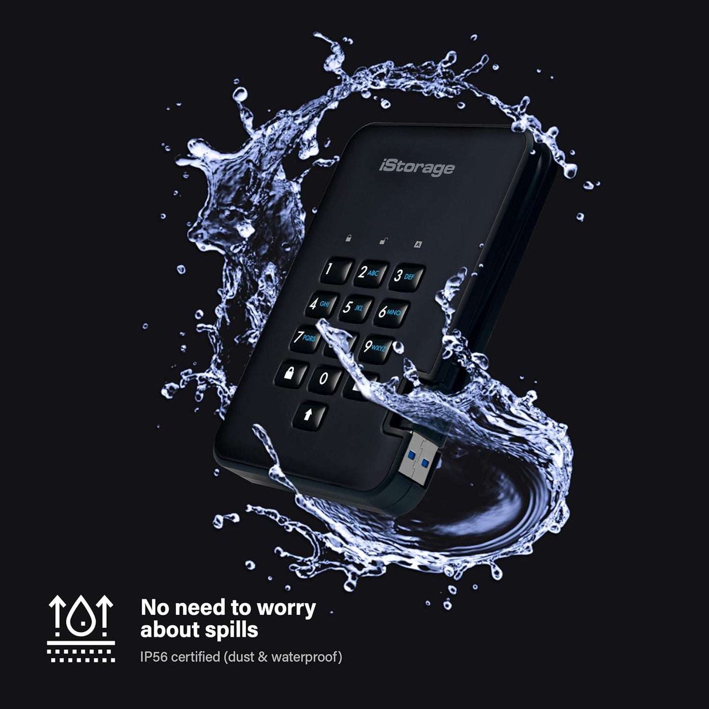 iStorage diskAshur2 HDD 2TB Black | Secure portable hard drive | Password protected | Dust & water resistant | Hardware Encryption