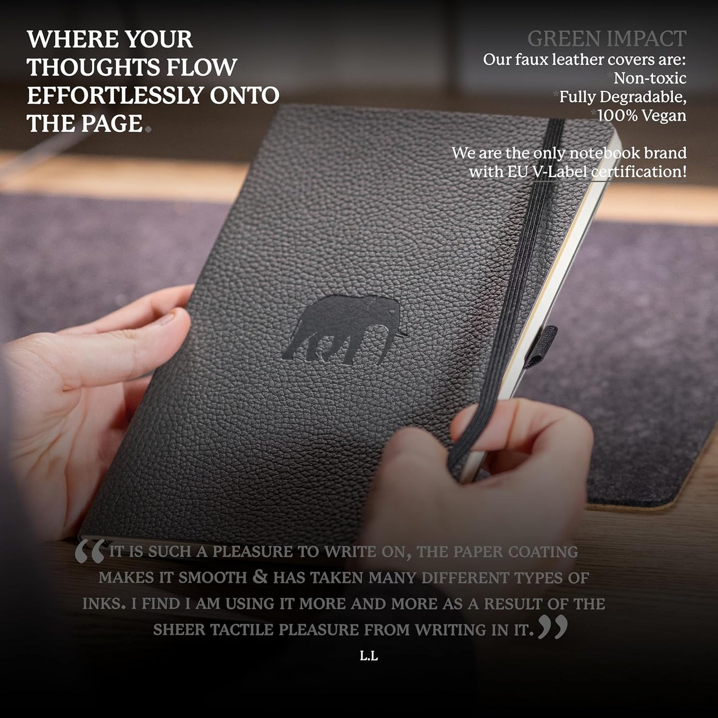 Dingbats* Wildlife Plain Writing Journal Notebook A5 - Vegan Leather Hardcover - Ideal for Work, Travel - Pocket, Elastic Closure, & Bookmark